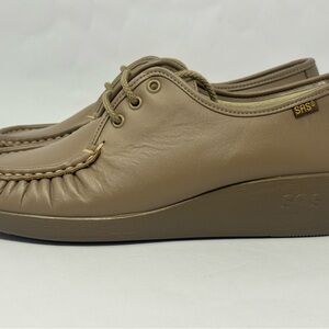SAS Siesta Tan Mocha Leather Lace Up Comfort Loafers Shoes Women’s Size 9 Wide
